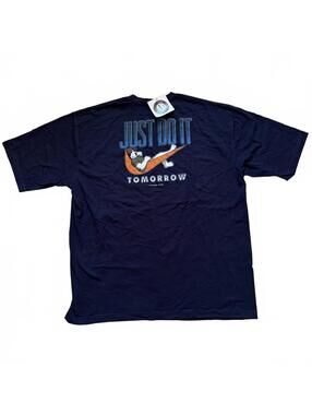 Vintage Y2K Big Dogs Just Do It Tomorrow T-Shirt Parody 2001 Navy Blue XL NWT